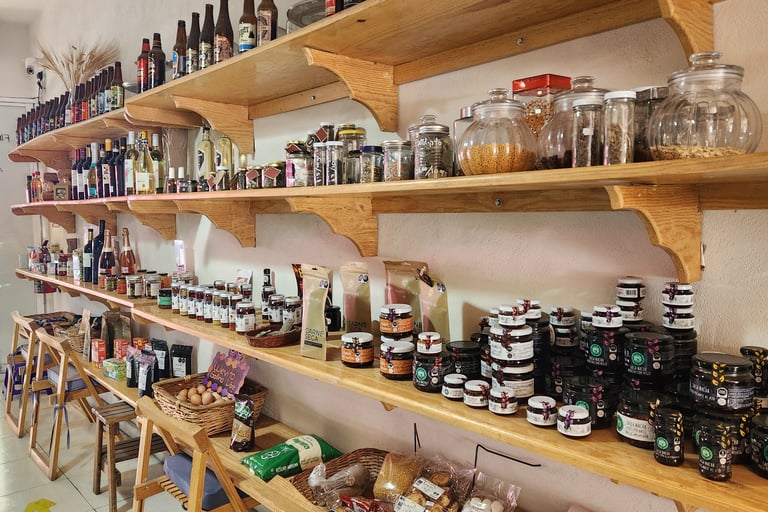 a variety of jars and jars of food and drinks