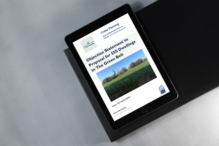 Image of objection statement on Ipad