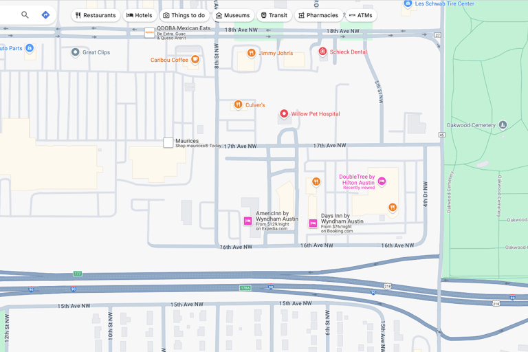 Map of Hotels in Austin MN