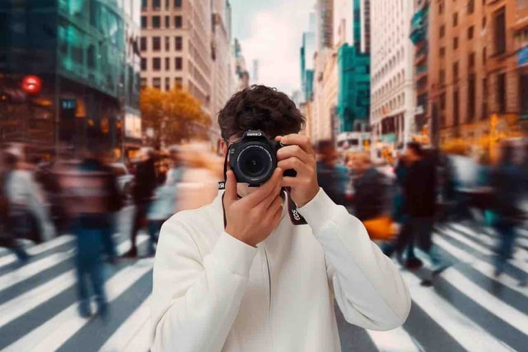 a man taking a picture of a camera with a camera