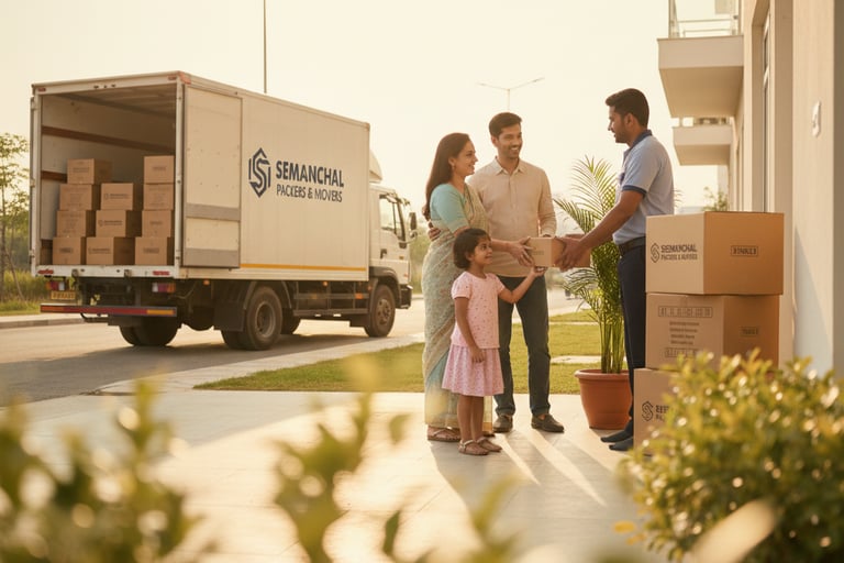 Seemanchal Packers & Movers ensuring safe packing and moving service for a family during house shift