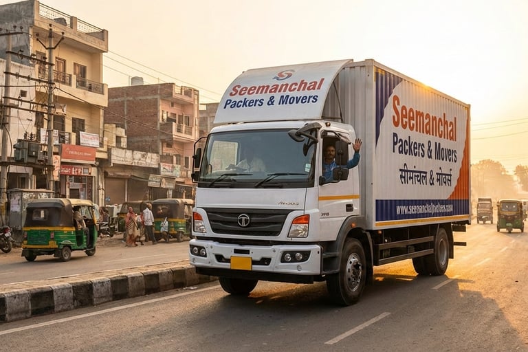 Seemanchal Packers & Movers transport truck offering reliable house shifting services in Katihar.