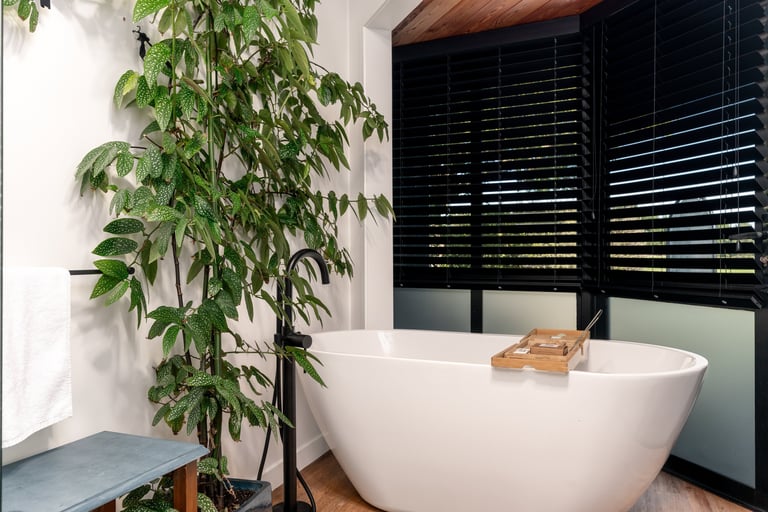 Standalone bath inside The Gallery accommodation in Kaikoura
