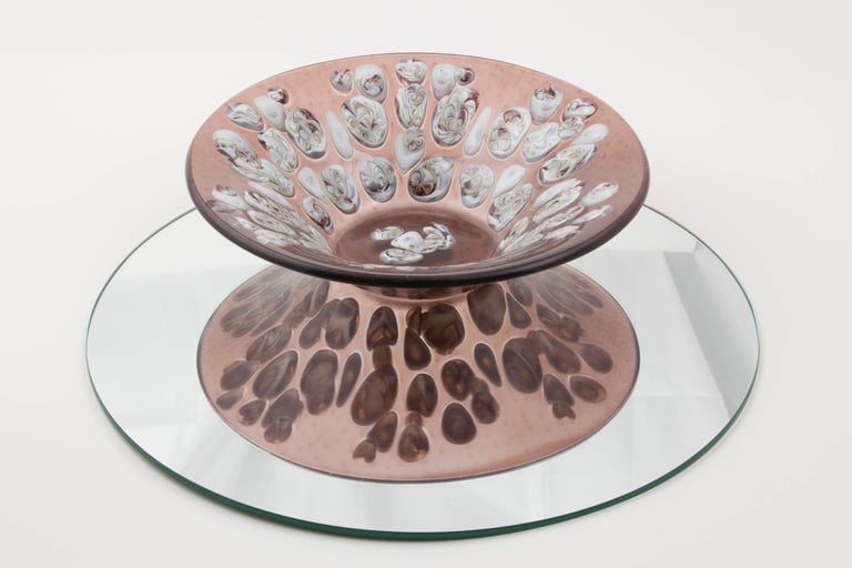 Boiled - Transparent plum classic bowl with vanilla drop pattern