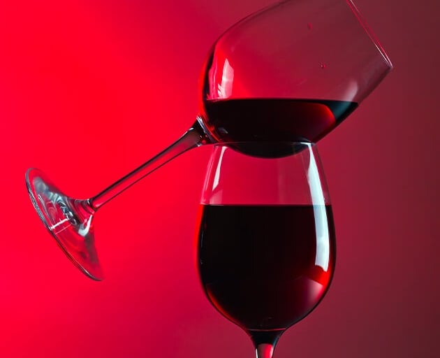 a wine glass with a wine glass in it