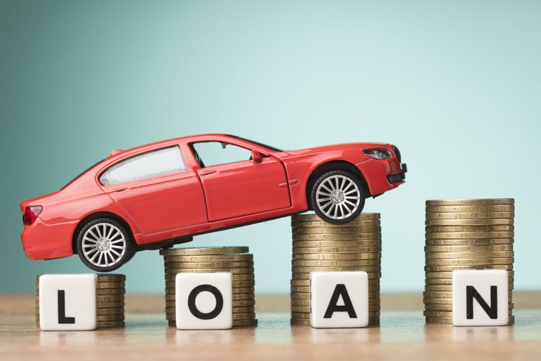 a car with a loan lettered on it