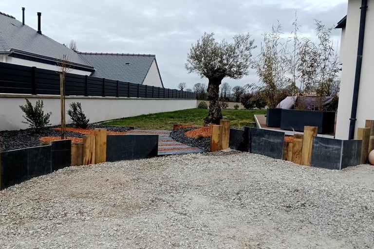 muret en ardoise bardem paysage morbihan