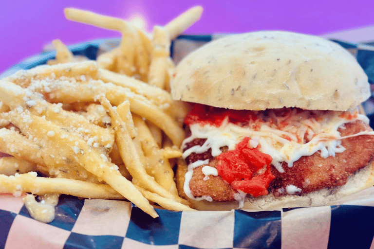 Photo of the chicken parm special with garlic parm fries at Chrissy's Cravings