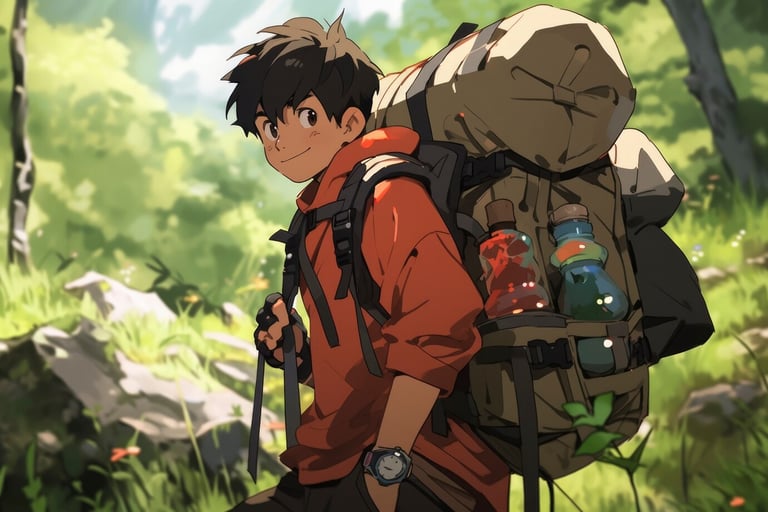 a man with a backpack on a mountain