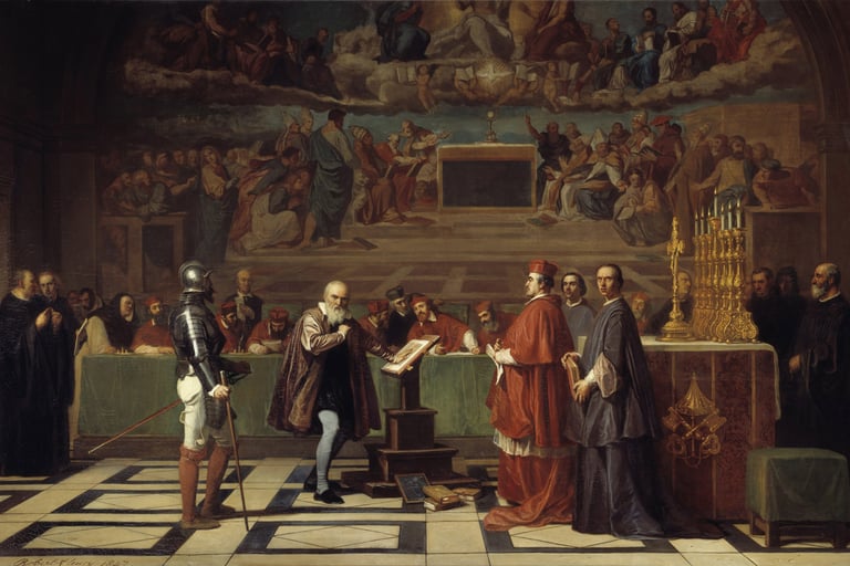 Galileo before the Holy Office, 19th century painting by Joseph-Nicolas Robert-Fleury.