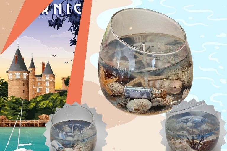 artistic and scented candle Pornic France on the jade coast of the Atlantic Ocean; fantasy collectio