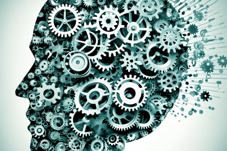a human head with gears and gears in the shape of a human head