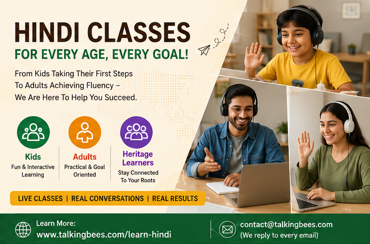 Online Hindi classes for everyone at talkingbees.com