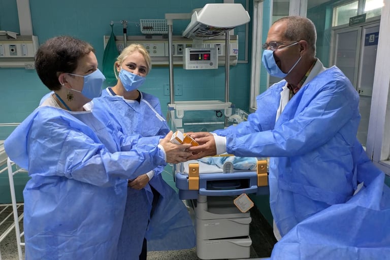 Hospital staff receive medication