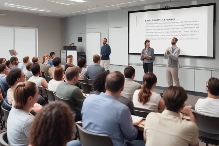 Fagpersoner i intensiv dialog under et heldagskursus om selvskade med fokus på fordybelse og praksis