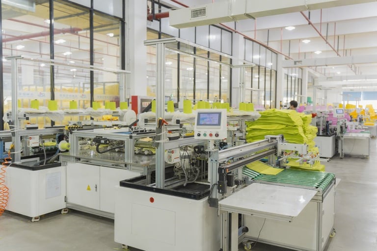 a streamline in a microfiber towel factory