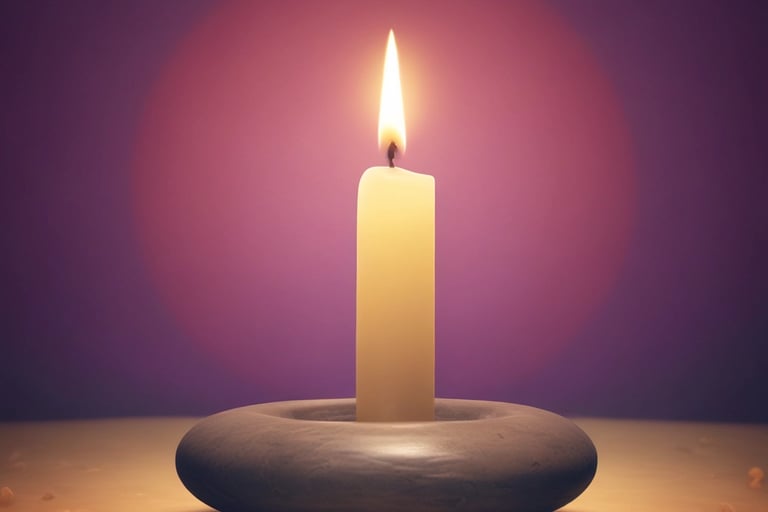 a candle with a candle lite up in the middle of a candle
