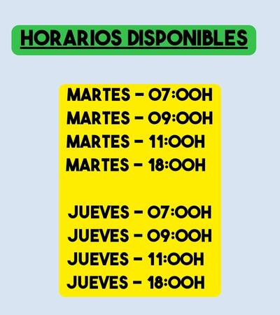 Horarios y días para el servicio de personal trainer a domicilio.