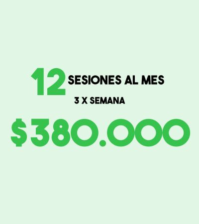 Precio de 12 Sesiones al mes por $380.000