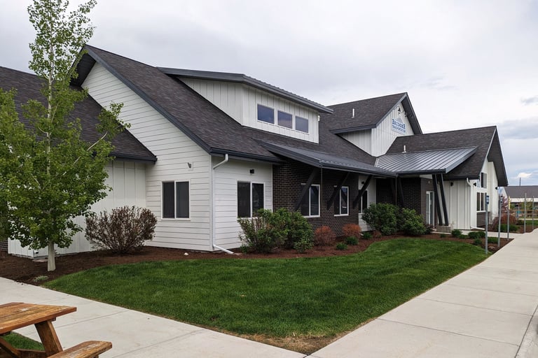 landscaping in front of a commercial building