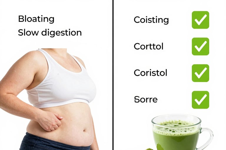 How to lose stomach weight showing Matcha Suri natural targeting approach week by week
