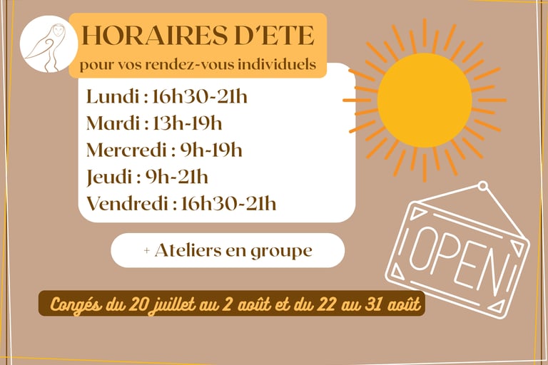horaires d'été au Chemin de la Chouette 2026
