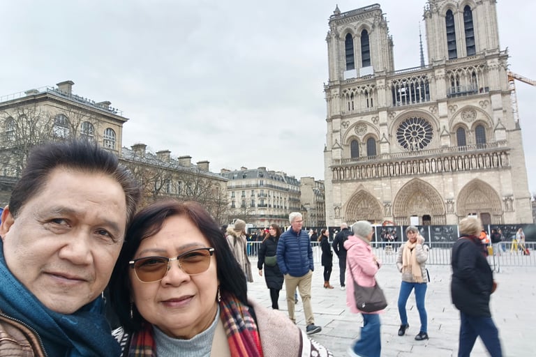 Lulu and Roger at  Notre-Dame Cathedral,
