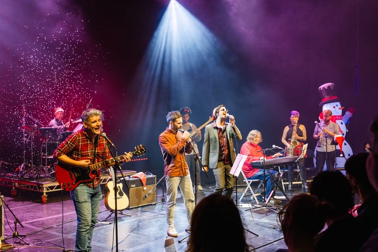 Sheeps Christmas Concert at the Edinburgh Fringe 2025. Live band on stage at Pleasance Grand