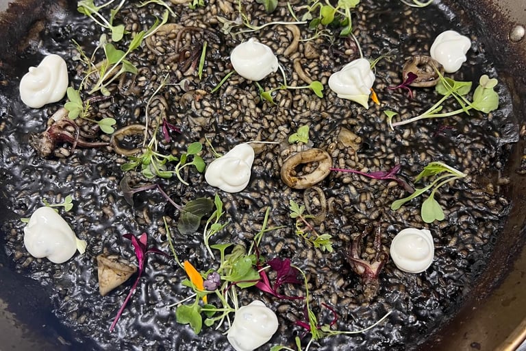 black rice with squid