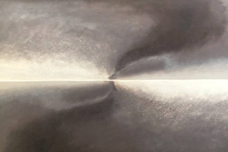 The Tempest drawing by Tim Grosvenor, pastel on paper showing swirling motion and tempestuous energy