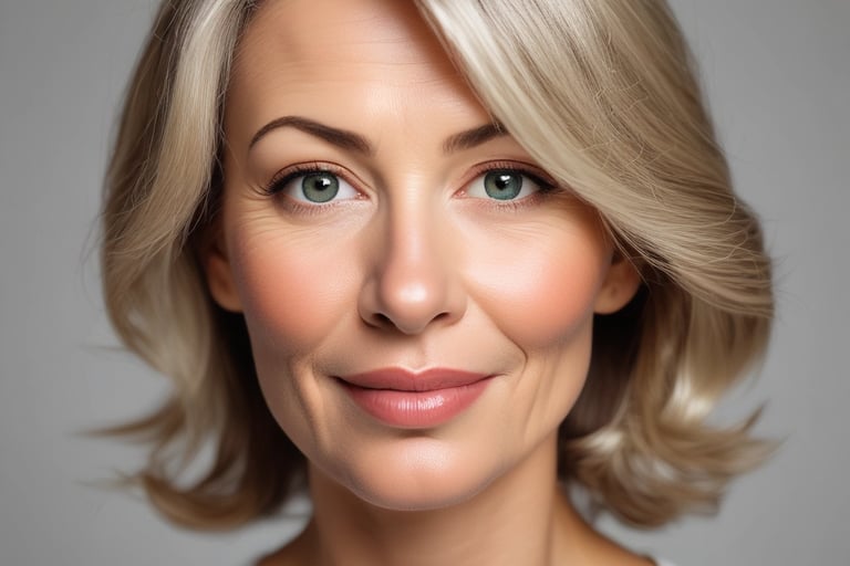 a woman with blonde hair and green eyes beautiful 