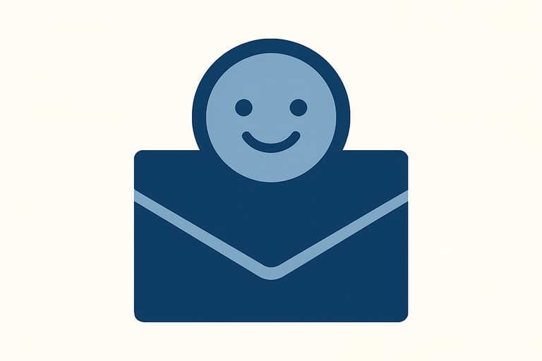 Contact us illustration – envelope icon and Peekabooks logo face