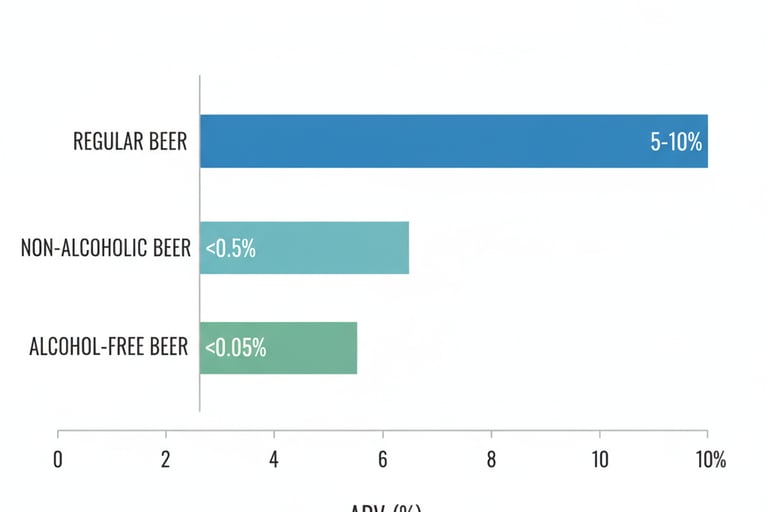 ABV levels regular beer vs. non-alcohol vs alcohol-free