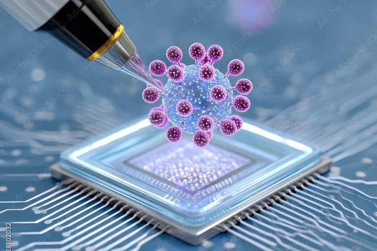 a microchip being used to make a bacterium.