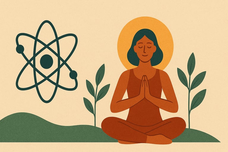 a graphic expressing science and spirtiuality