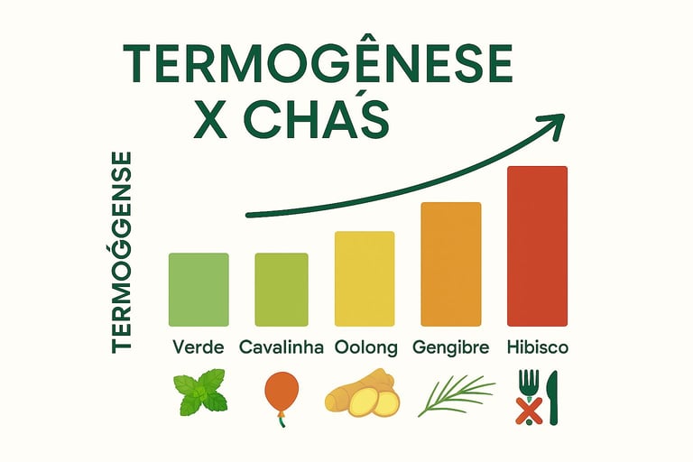 Termogênese dos chás - comparação científica entre chá verde, preto e hibisco