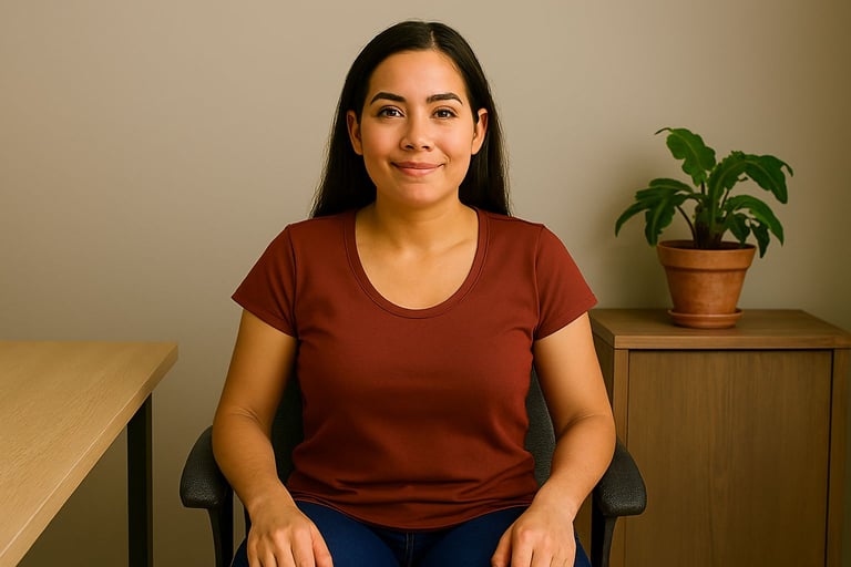 Imagem de uma pessoa sentada em uma cadeira