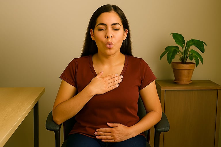  Expiração (6s): [Foto assoprando como numa vela]  