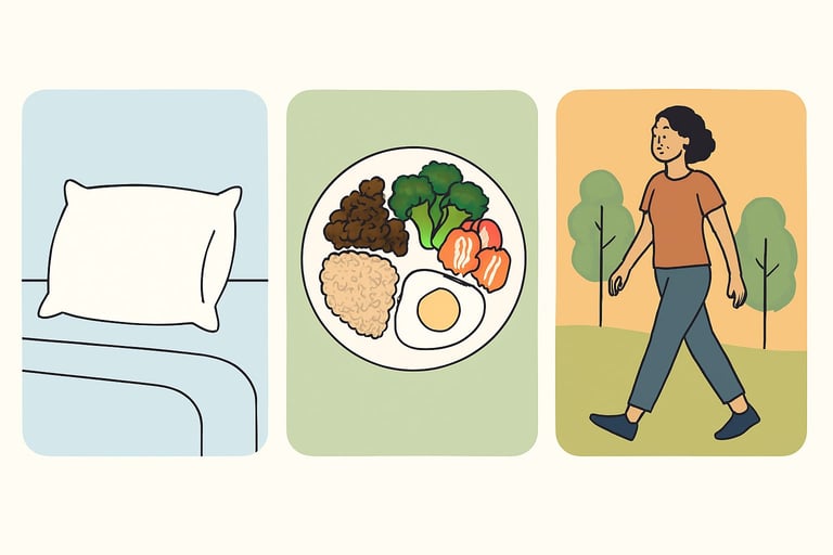 Hábitos simples e acessíveis para o cotidiano: sono, alimentação barata e caminhada para emagrecimen