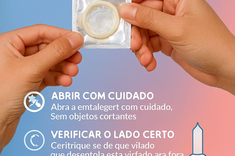 Passo a passo visual de como usar preservativo corretamente" -->