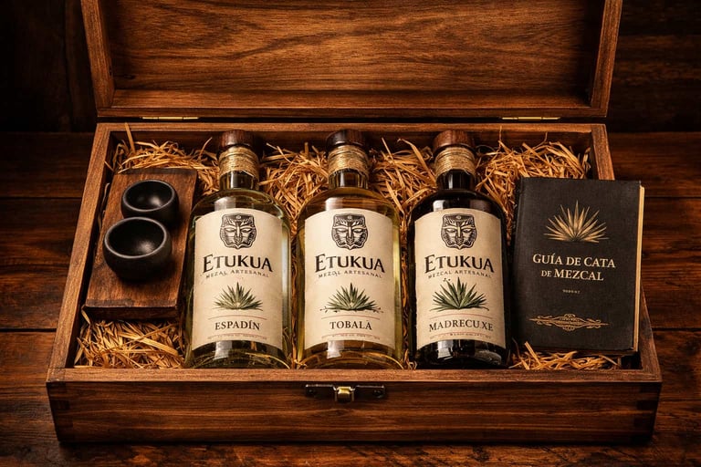 Persona recibiendo en su casa una caja de mezcal Etukua con sonrisa de satisfacción