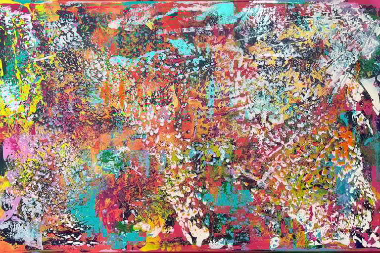 Acrylic painting Acrylbild Acryl Bild Gemälde abstrakt rot orange bunt