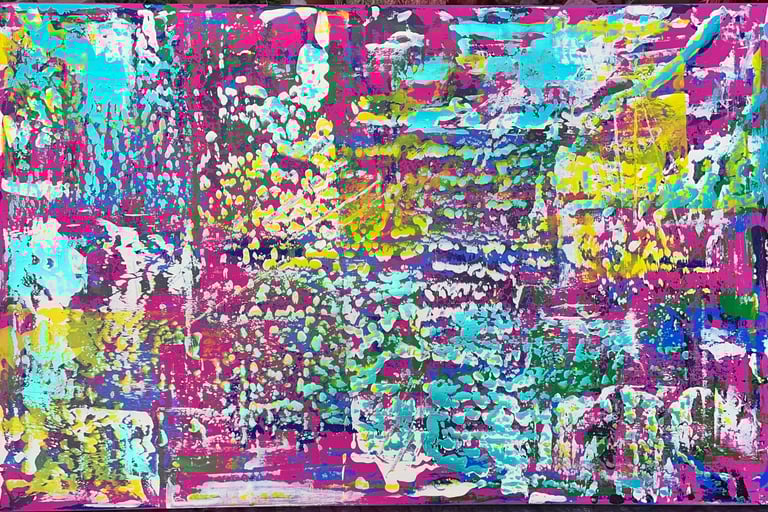 Acrylic painting Acrylbild Acryl Bild Gemälde abstrakt pink türkis Blue