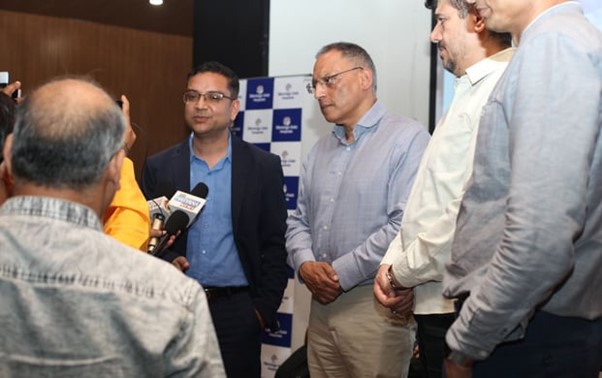 Dr. Aditya addressing media after first LVAD Surgery in Haryana
