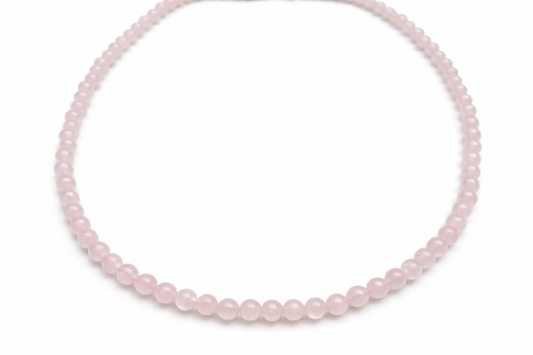 rose quartz necklace with soft pink natural beads, elegant crystal jewelry for self-love emotional balance and calm presence