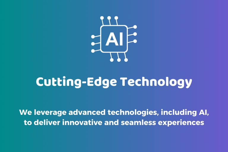 a computer screen with the words cutting edge technology and AI
