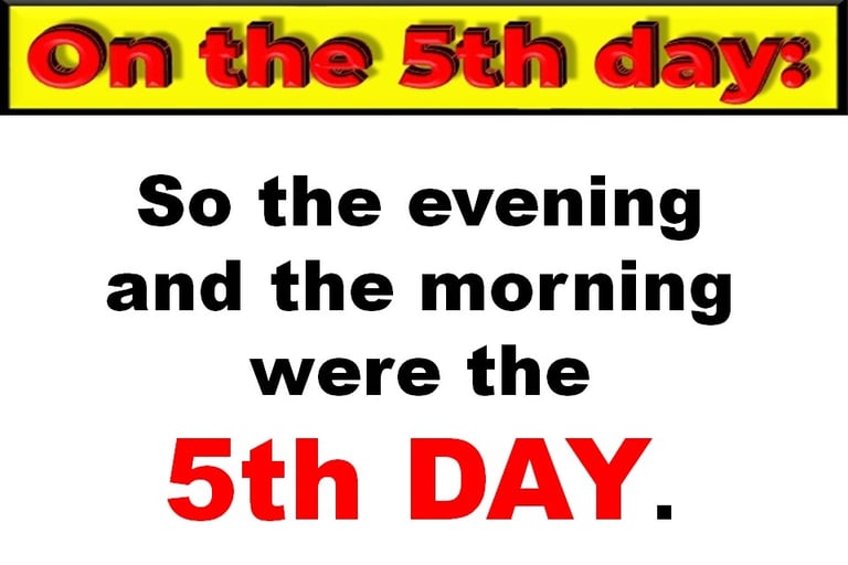 Evening & morning was the 5th Day of Creation. Designed by Debbie Dunn using PowerPoint & Paint.