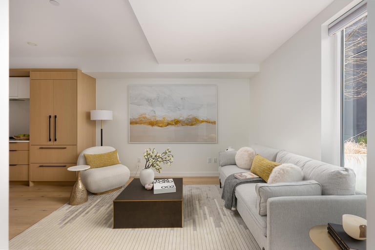 inviting dining area staged with a wooden table, stylish chairs, and centerpiece decor for home sale