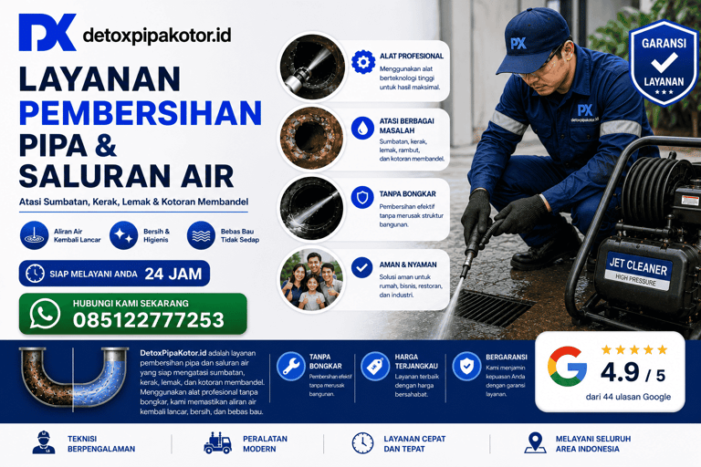 Layanan Pemberishan pipa & saluran air, detox pipa kotor