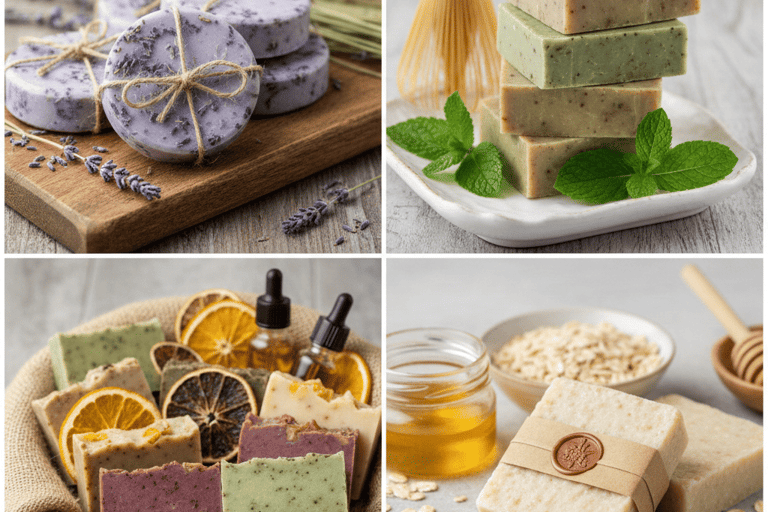 jabones artesanales hechos de arcilla varios